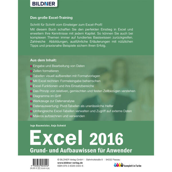 Excel 2016 Grund- und Aufbauwissen für Anwender Buch Backcover (100326)