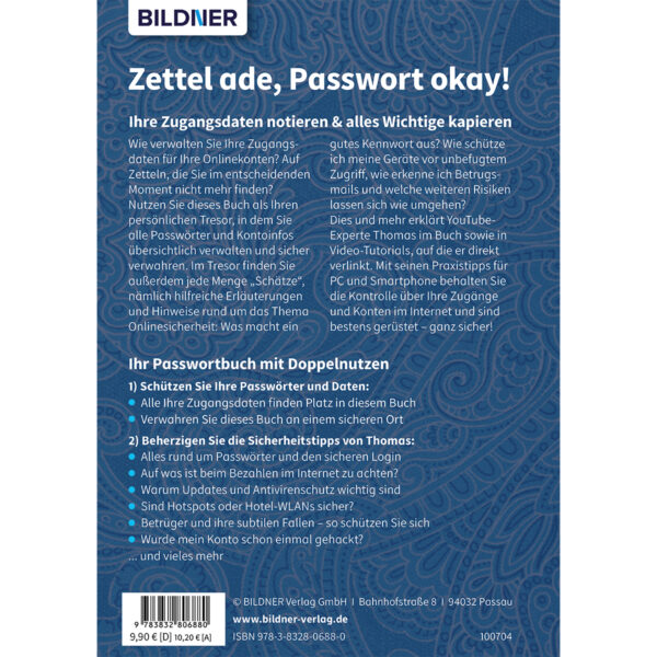 Zettel ade, Passwort okay! Das schlaue Passwortbuch Buch Backcover (100704)