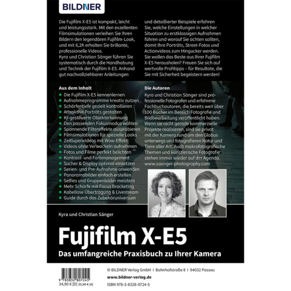 1200x9783832807245.BACK Fujifilm X-E5 - Das umfangreiche Praxisbuch zu Ihrer Kamera Buch Backcover (100741)