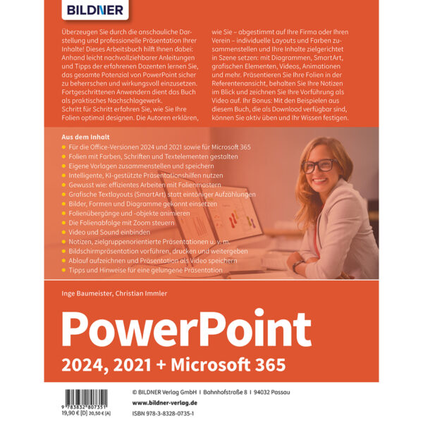 PowerPoint 2024, 2021 + Microsoft 365 Buch Backcover (100752)