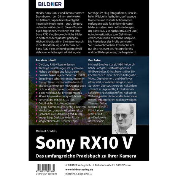 Sony RX10 V Buch Backcover (100780)